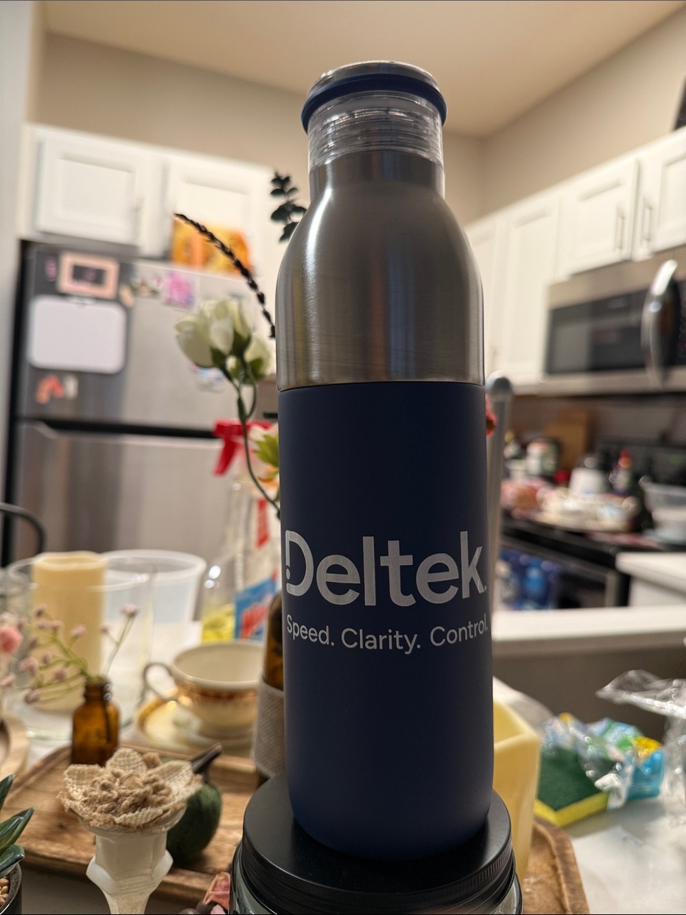 Navy Stainless Steel Insulated Bottle - Branded